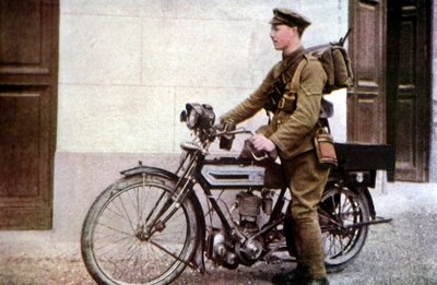 An English Dispatch Rider Taking Off during the Battle of the Marne East of Paris, September 1914 by Jules Gervais Courtellemont